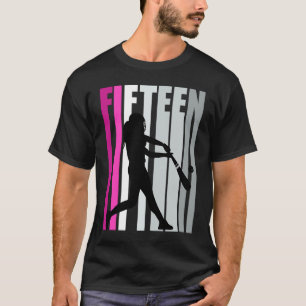 Girls Pink Baseball 15th Birthday Base Run On Soft T-Shirt