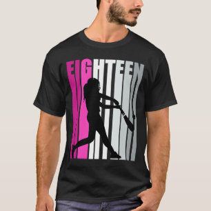Girls Pink Baseball 18th Birthday Base Run On Soft T-Shirt