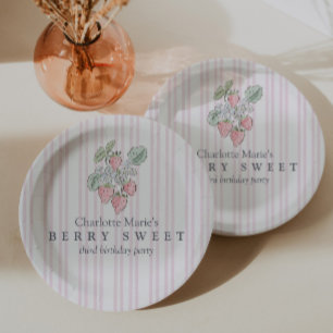 Girls Pink Berry Sweet Strawberry Paper Plate