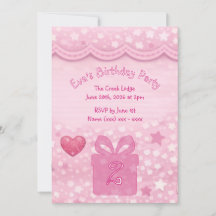 Girls Pink Birthday Invitation
