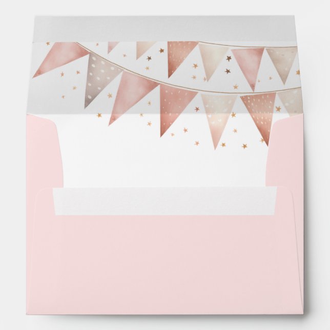 Girls Pink Birthday Party Envelope (Back (Bottom))