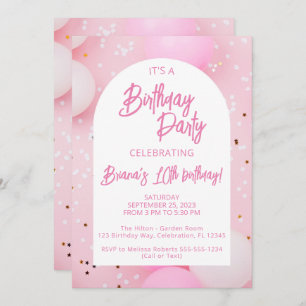 Girls Pink Birthday Party Invitation