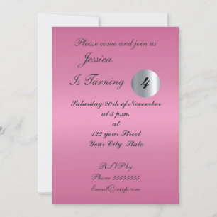 Girls Pink Birthday Party Invitation