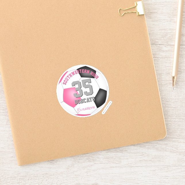 Girl's pink black personalised soccer (Notebook)