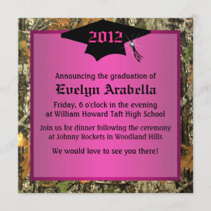 Girl's Pink Camo Graduation In Invitation