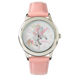Girls Pink Fairy Flower Unicorn Watch
