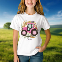 Girls Pink Farm Tractor Personalised Girly