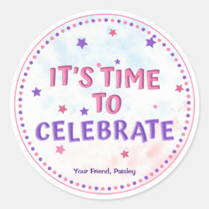 Girls Pink Favour Birthday Party Gymnastics Classic Round Sticker