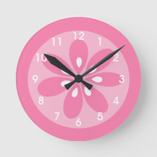 Girl's Pink Flower Wall Clock