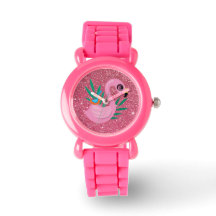 Girls Pink Glitter Flamingo Watch