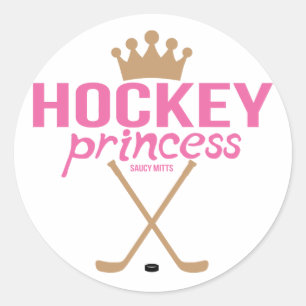 Girls Pink Hockey Princess Classic Round Sticker