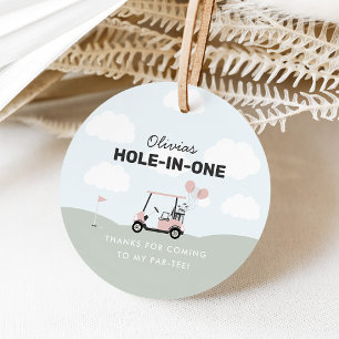 Girls' Pink Hole-In-One Golf 1st Birthday Favour Tags