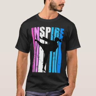 Girls Pink Inspire Karate Birthday Motivational Da T-Shirt