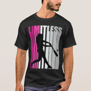 Girls Pink Limitless Baseball Birthday Softball Re T-Shirt