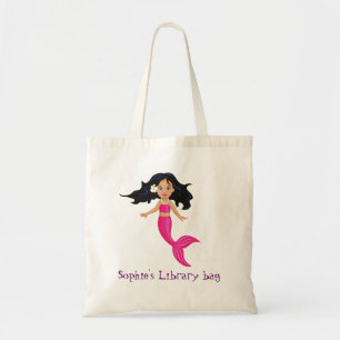 Girl's pink Mermaid name library bag