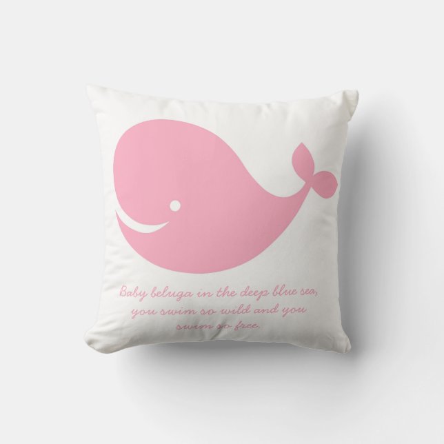 Girl's Pink Ocean Theme Whale Pillow (Front)