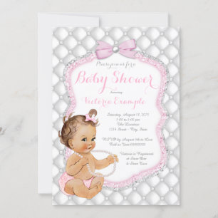 Girls Pink Pearl Baby Shower Invitation
