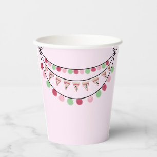 Girls Pink Pizza Party Birthday Paper Cups