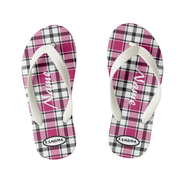 Girl's Pink Plaid Flip-flops HAMbWG Kid's Flip Flops (Footbed)