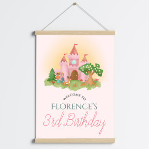 Girls Pink Princess Birthday Welcome Sign