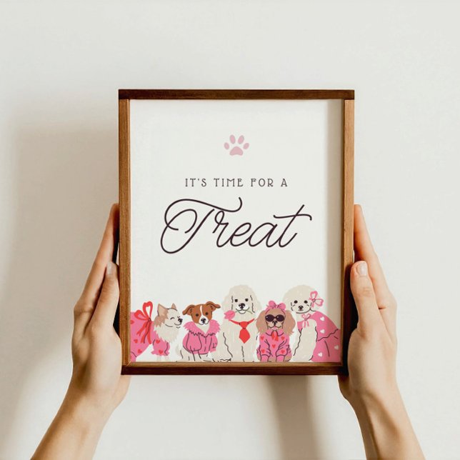 Girls Pink Puppy Birthday Favours & Treats Sign (Creator Uploaded)