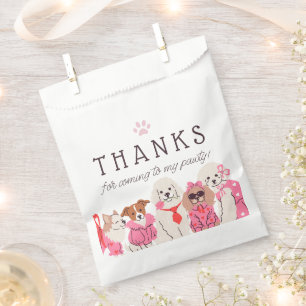 Girls Pink Puppy Pawty Birthday  Favour Bags