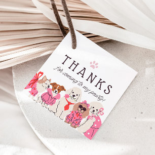 Girls Pink Puppy Pawty Birthday  Favour Tags