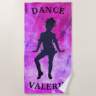 Girls Pink Purple Galaxy Dance Beach Towel