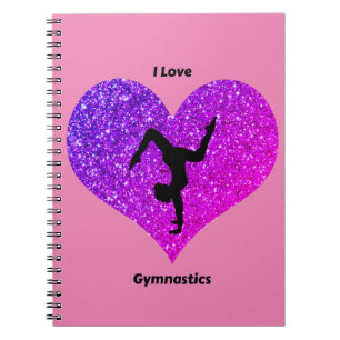 Girls Pink Purple Love Gymnastics Spiral Notebook