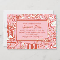 Girls Pink Red Sleepover Birthday Party