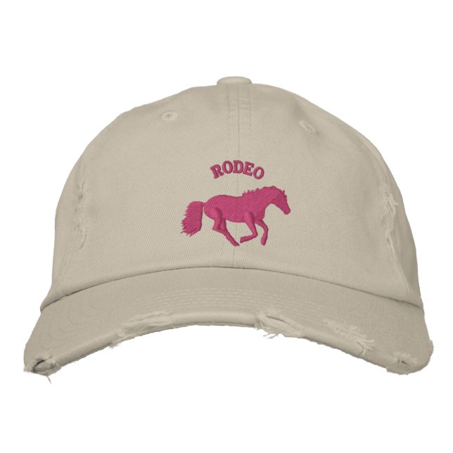 Girls pink rodeo horse riding embroidered hat (Front)