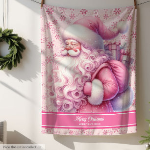 Girls Pink Santa Name Blanket Holiday Pinkmas