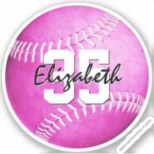 Girl's pink softball Custom-Cut Vinyl Sticker