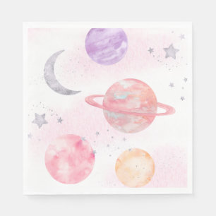 Girl's Pink Space Party Napkins