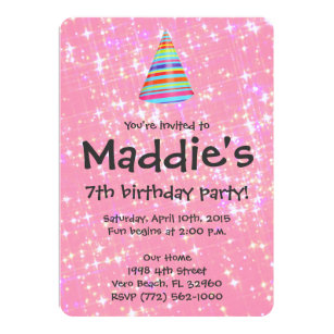 Girls 7th Birthday Invitations | Zazzle UK