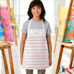 Girl's Pink Stripes and Dots with Name or Monogram Apron<br><div class="desc">A fun pattern for girls with horizontal pink and white stripes with golden dots scattered about make this a cute choice in aprons. A text template along the upper part of the design spells out your name or other desired text. Simply personalise the sample text as you wish.</div>