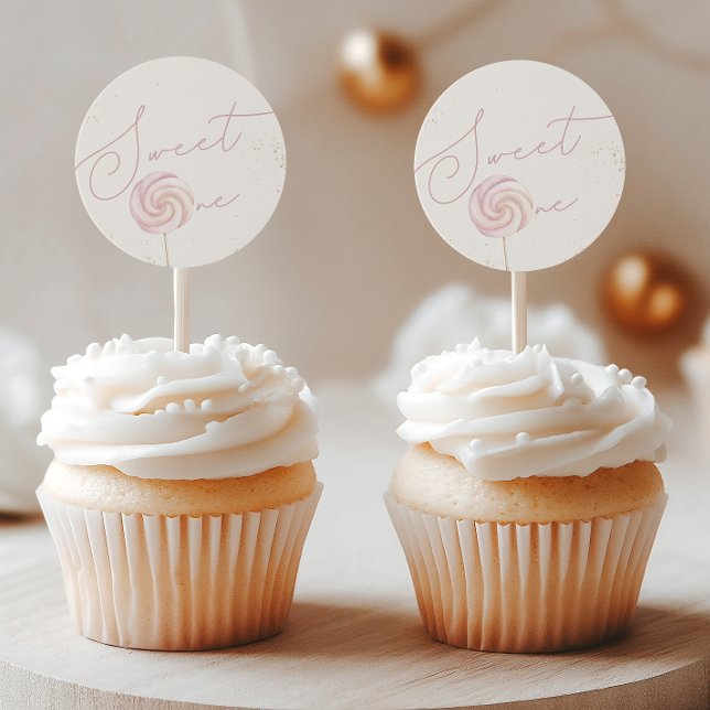 Girls' Pink Sweet One Candy Ice Cream 1st Birthday Classic Round Sticker (Creator Uploaded)