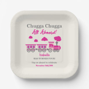 Girls Pink Train Any Age Birthday Party Paper Plate