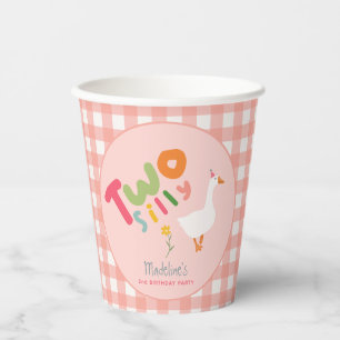 Girls Pink Two Silly Goose Pink 2nd Birthday Paper Cups