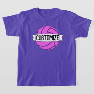 Girls Pink Volleyball Team, Player, Number & Colou T-Shirt