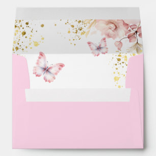 Girls Pink Watercolor Floral  Envelope