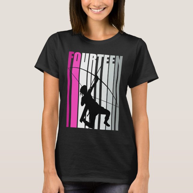 Girls Pinky Archery 14th Birthday Bow Arrow Archer T-Shirt (Front)