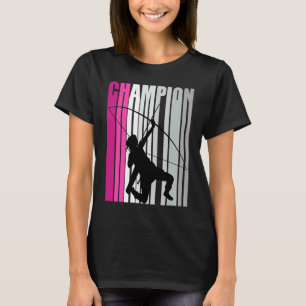 Girls Pinky Archery Champion Birthday Retro Distre T-Shirt