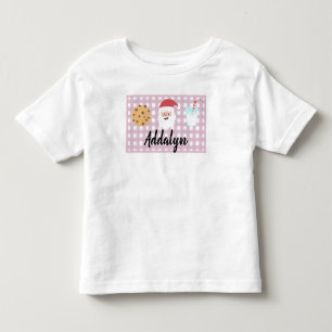 Girl's Plaid Santa's Milk and Cookies Toddler T-sh T-Shirt