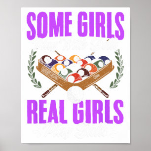 Girls Play With Snooker Pool Players Girl Billiard Poster