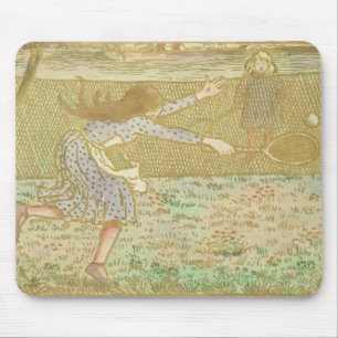 Girls Playing Tennis, from 'Woodcuts in Line and C Mouse Mat