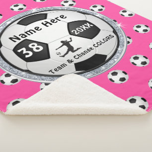 Girls Plush Soccer Blanket Personalised Your COLOR