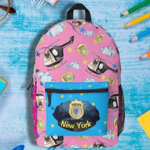 Girls Police Hat and K-9 Unit Print Cut Sew Bag