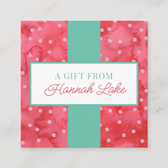 Girls Polka Dot Holiday Gift Enclosure Note Card (Front)