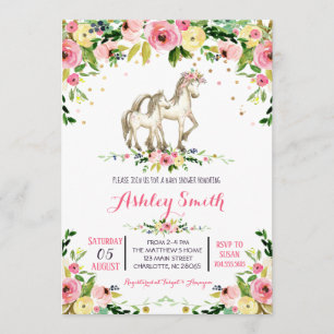 Girls pony Baby Shower Invitations